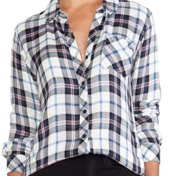 Rails Tops - Rails white and blue plaid shirt